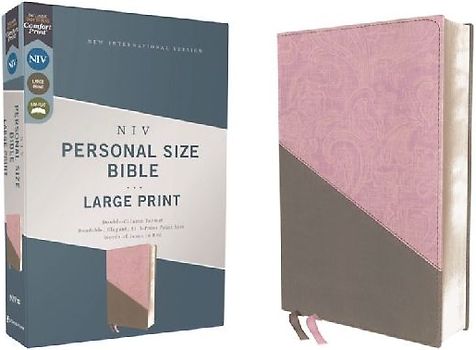 Niv, Personal Size Bible, Large Print, Leathersoft, Pink/Gray, Red Letter, Thumb Indexed, Comfort Print