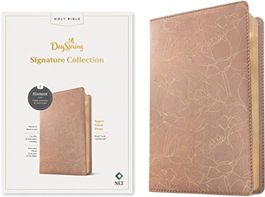 Holy Bible: Nlt Super Giant Print Bible, Filament Enabled Edition Red Letter, Leatherlike, Blush Floral (Dayspring Signature Collection)