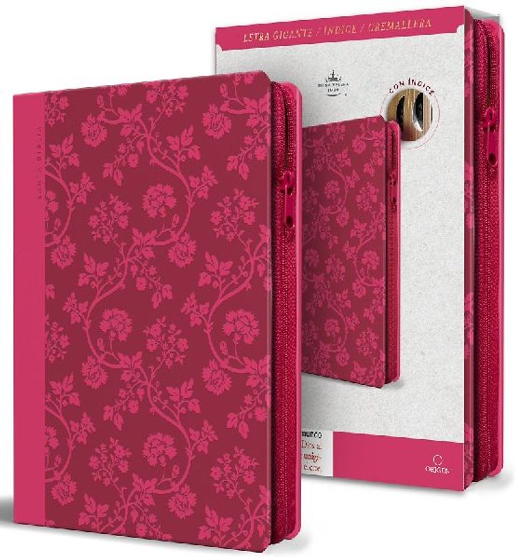 Biblia Rvr 1960 Letra Gigante, Tamaño Manual, Símil Piel Rosada, Cremallera, Índice / Spanish Bible Rvr 1960 Giant Print, Handy Size, Pink Leathersoft