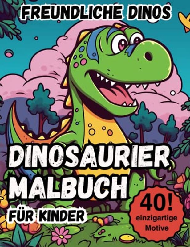 Dinosaurier Malbuch für Kinder - Freundliche Dinos. Dieses Dinosaurier Buch enthalt 40 einzigartige Motive und erweitert die Malbücher für Kinder ab 3 ... Malbuch ab 4, ab 3 oder auch weniger Jahren.