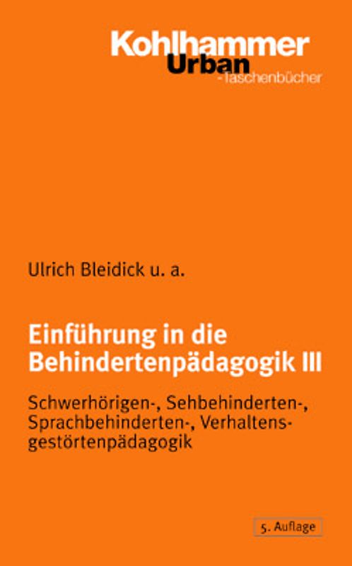 Einführung in die Behindertenpädagogik III