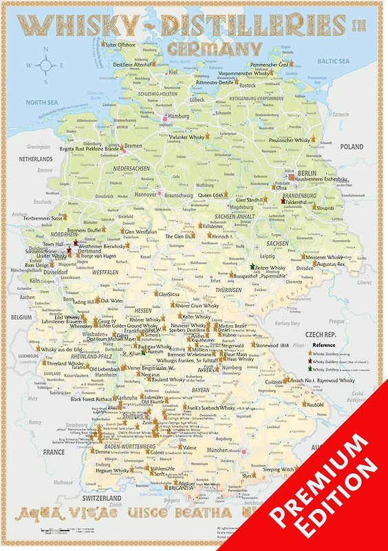 Whisky Distilleries Germany - Poster 42x60cm Premium Edition