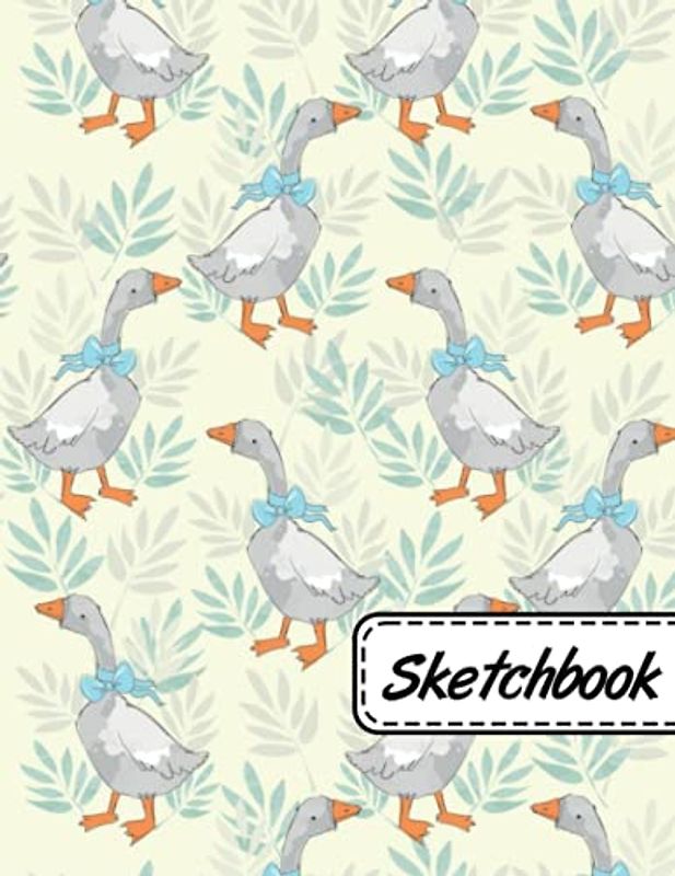 Sketchbook: Cute Goose Kawaii Sketchbook for Girls And Boys with 110+ Pages of 8.5 x 11, Blank Paper for Drawing, Doodling or Learning to Draw, (Goose Lovers ).