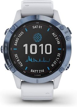 Garmin Fenix 6 47 mm blau et bracelet en silicone blanc [Pro Solar Edition]