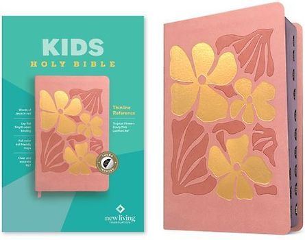 NLT Kids Bible, Thinline Reference Edition (Leatherlike, Tropical Flowers Dusty Pink, Indexed, Red Letter)