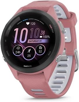 Garmin Forerunner 265S 42 mm rose/noir et bracelet en silicone rose/blanc