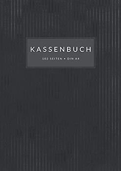 Kassenbuch • Din A4 • 102 Seiten: Doppelseitige Kassenabrechnung mit MwSt.-Spalte für Kleingewerbe, Kleinunternehmer, Selbstständige, ... zum Eintragen • Schwarzes Streifen Design