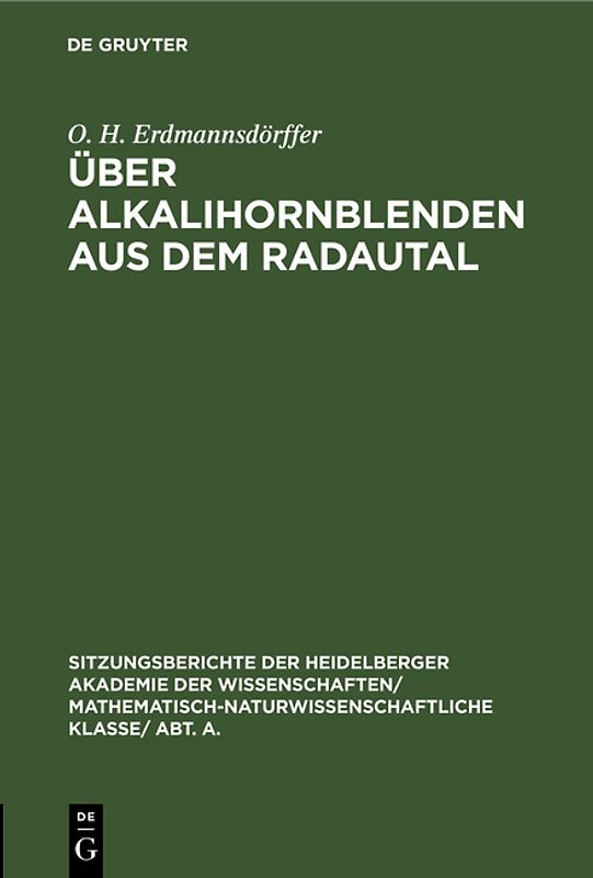 Über Alkalihornblenden aus dem Radautal