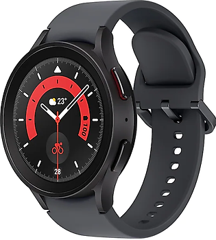 Samsung Galaxy Watch5 Pro 45 mm Boîtier en titane black titanium avec bracelet Sport M/L couleur graphite [Wi-Fi]