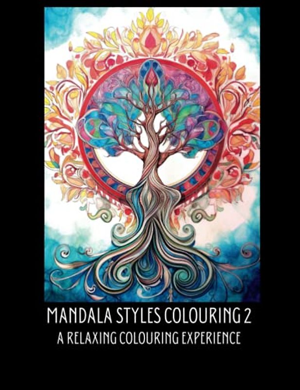 Mandala Styles 2 - A Relaxing Colouring Experience. An adult colouring book with over 40 unique mandala and mandala style designs, for engaging, relaxing and meditative stress relief.