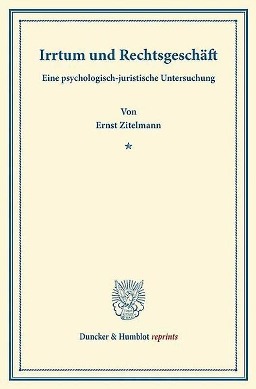 Irrtum und Rechtsgeschäft.