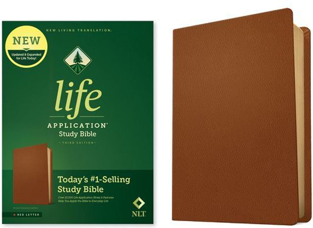 NLT Life Application Study Bible, Third Edition (Genuine Leather, Brown, Red Letter)