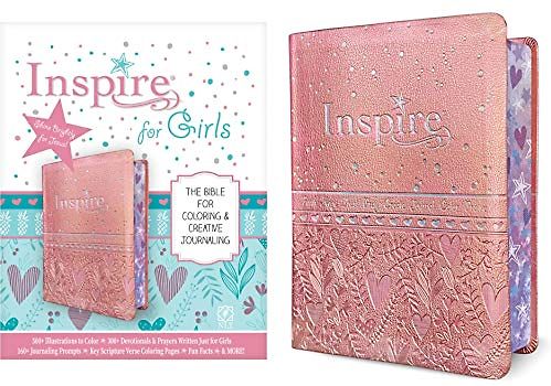 Inspire Bible for Girls: New Living Translation, Metallic Pink, Leatherlike: The Bible for Coloring & Creative Journaling