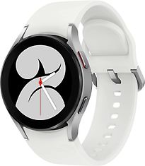 Image of Samsung Galaxy Watch4 40 mm aluminium kast zilver op siliconen bandje wit [wifi + 4G] (Refurbished)