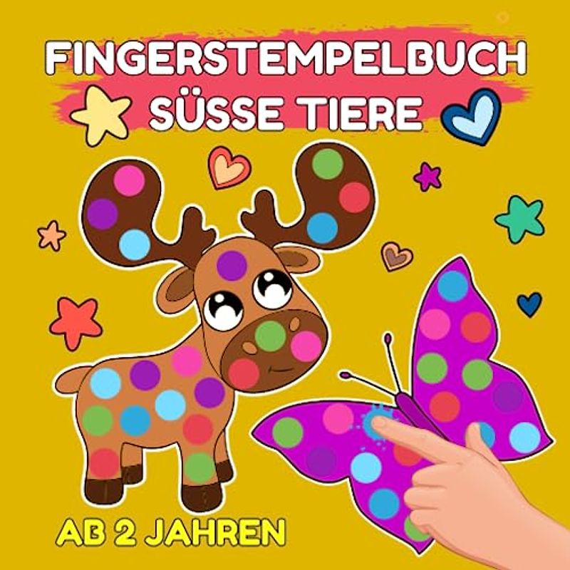 Fingerstempelbuch ab 2: Liebevoll gestaltetes Stempelbuch mit reizenden Tieren aus aller Welt | Dieses Fingermalbuch fördert spassvoll die kognitiven Fähigkeiten der Kinder | 50 niedliche Motive