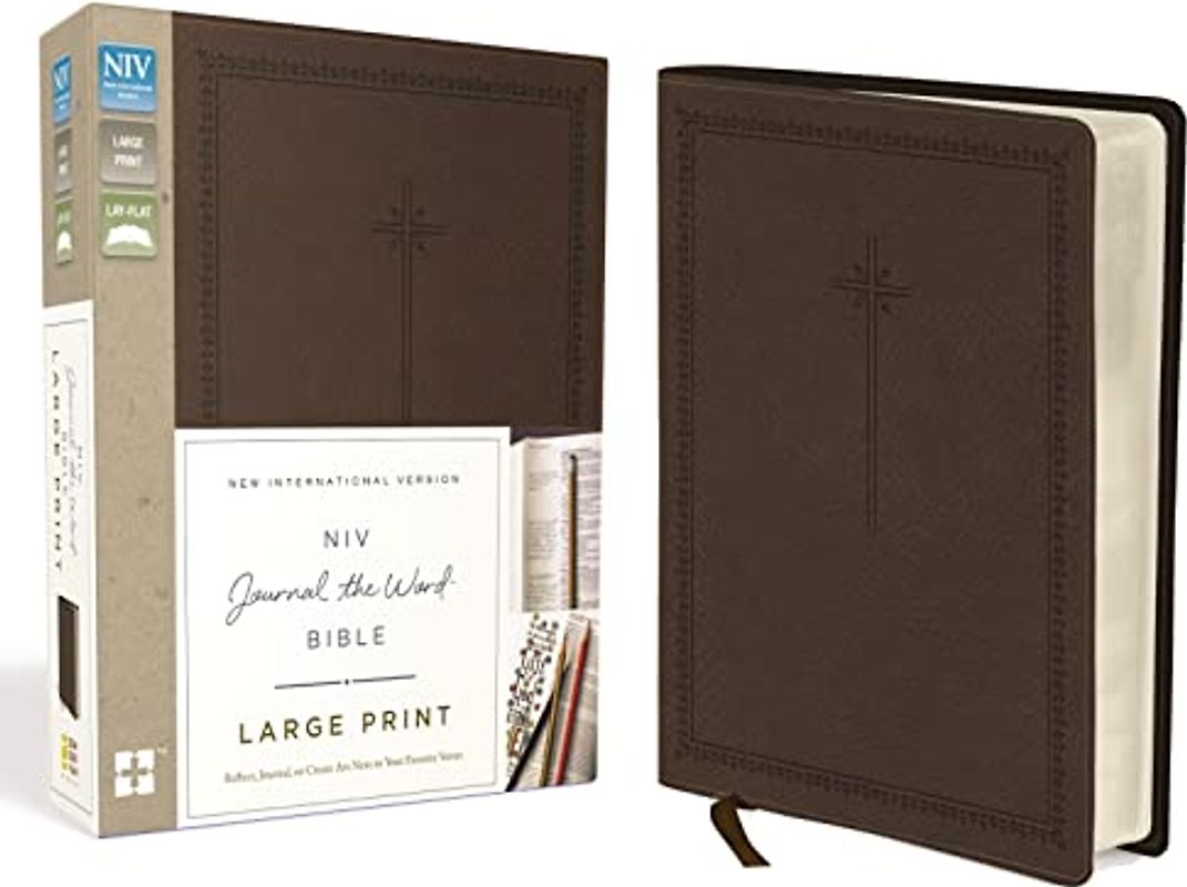 NIV, Journal the Word Bible, Large Print, Leathersoft, Brown: Reflect, Journal, or Create Art Next to Your Favorite Verses