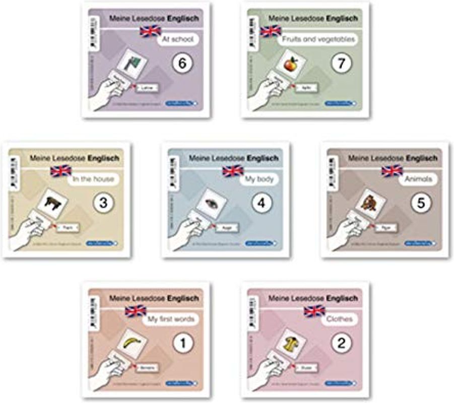 Meine Lesedose Englisch 1-7 - Grundwortschatz Englisch - Deutsch: 7 Dosen mit je 24 Bild-Wort-Karten - Ideal für: DaZ und Inklusion