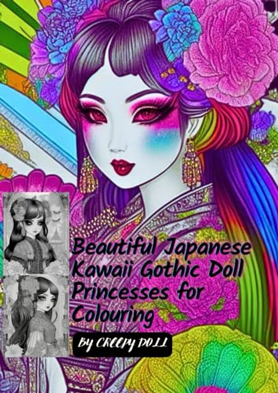 Beautiful Japanese Kawaii Gothic Doll Princesses for Colouring