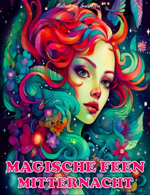 Magische Feen Mitternacht Malbuch für Erwachsene: Wunderschönes Malbuch für Erwachsene mit 45 Illustrationen von Fantasie Feen in einer Galaxie und im ... zum Entspannen, Achtsamkeit und Stressabbau