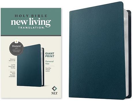 NLT Personal Size Giant Print Bible, Filament Enabled (Genuine Leather, Navy Blue, Red Letter)