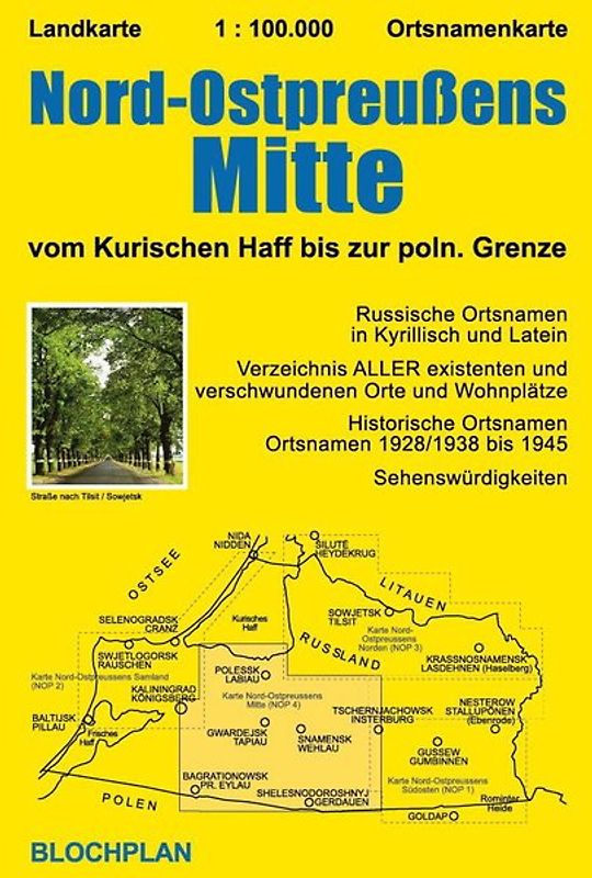 Landkarte Nord-Ostpreußens Mitte