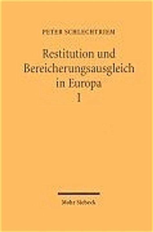 Restitution und Bereicherungsausgleich in Europa