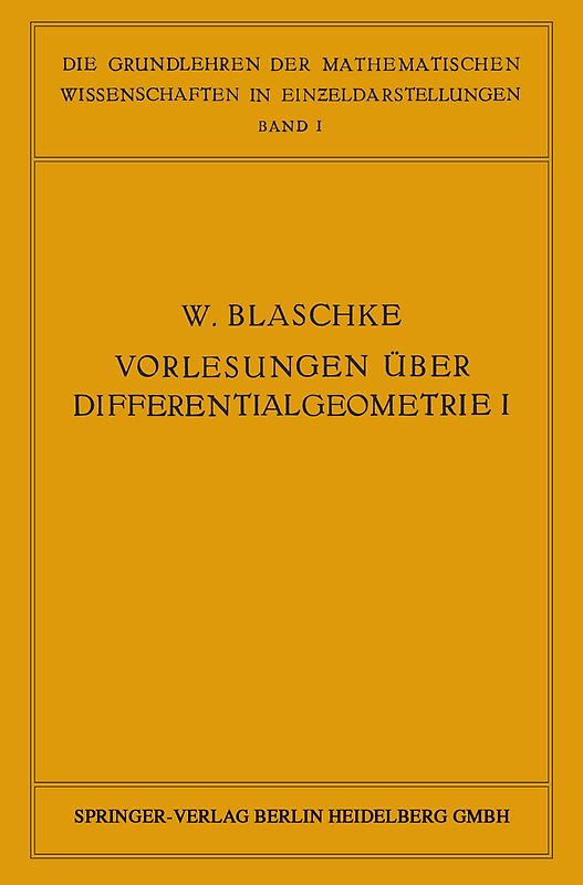 Vorlesungen über Differentialgeometrie und geometrische Grundlagen von Einsteins Relativitätstheorie I
