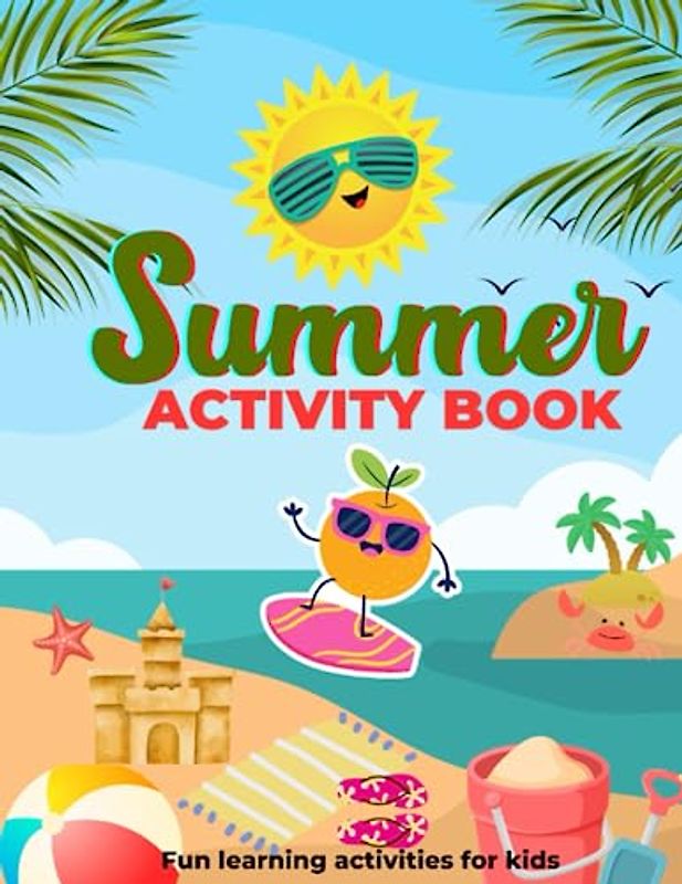 Summer activities book, coloring, tracing, drawing. Children Activity book. Traveling activity book.