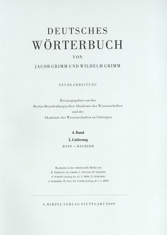 Grimm, Dt. Wörterbuch Neubearbeitung