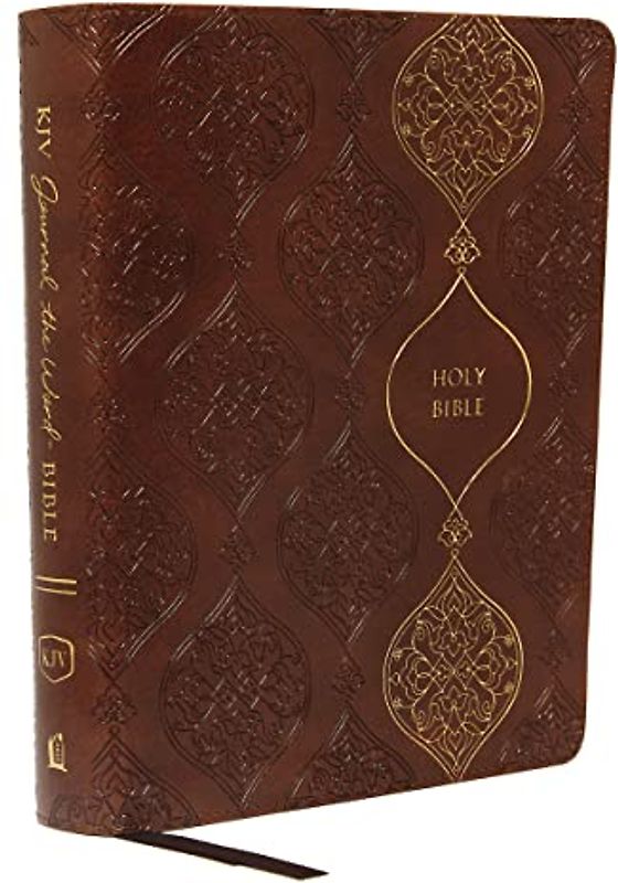 KJV, Journal the Word Bible, Leathersoft, Brown, Red Letter, Comfort Print: Reflect, Journal, or Create Art Next to Your Favorite Verses