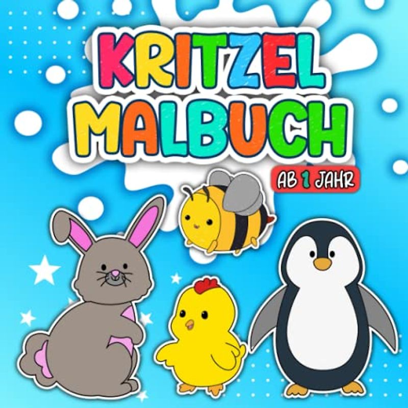 Kritzelbuch ab 1 Jahr, Liebevoll gestaltete Malvorlagen für Kleinkinder: 40 Tier-Motiven, einfachen Bilder zum Kritzeln und Ausmalen | Förderung der ... und Motorik... | Geschenk für Kinder ab 1