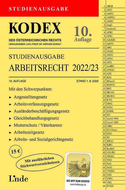 KODEX Studienausgabe Arbeitsrecht 2022/23