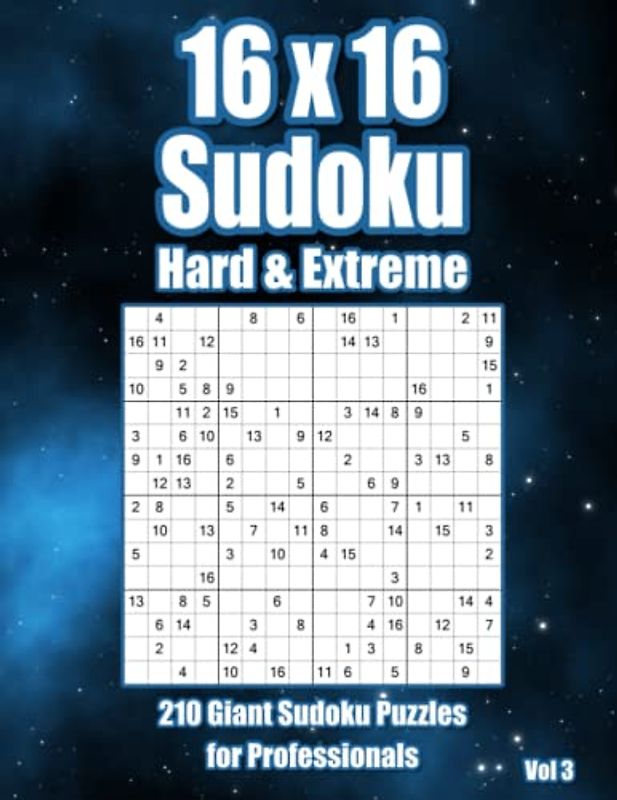 Sudoku Puzzle Book for Adults: 16x16 Hard & Extreme Sudoku