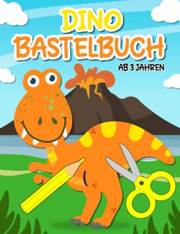 Dino Bastelbuch ab 3 Jahre: Ausschneiden für kinder ab 3, Schneiden, Kleben, Malen - Schneiden lernen mit dem Scherenführerschein - XXL Dinosaurier Ausschneidebuch für Jungen & Mädchen
