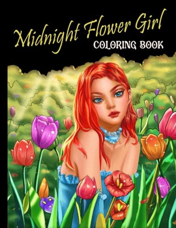 Midnight Flower Girl Coloring: A Cool Girl With High-quality Designs And Details Coloring Pages | Release Pressure And Stressful