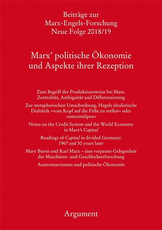 Marx’ politische Ökonomie und Aspekte ihrer Rezeption