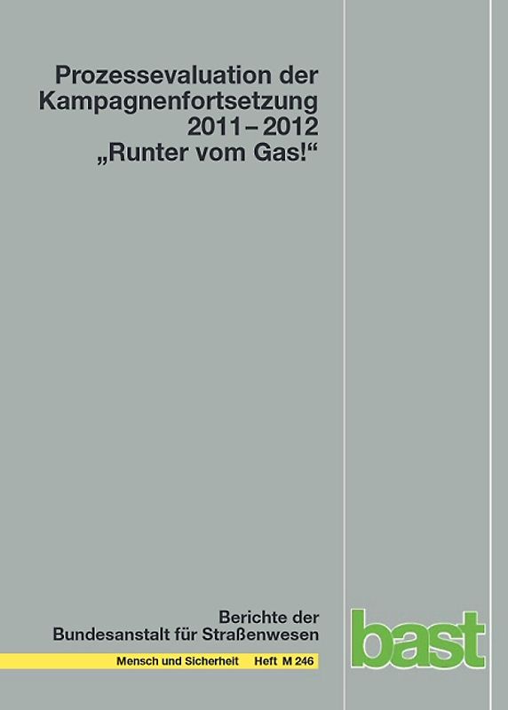 Prozessevaluation der Kampagnenfortsetzung 2011 - 2012 "Runter vom Gas!"
