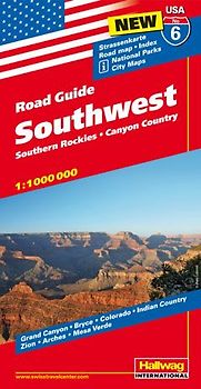 Southwest, Southern Rockies, Canyon Country Strassenkarte 1:1 Mio, Road Guide Nr. 6