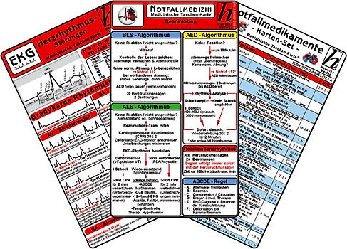 Notfallmedizin Karten-Set - Herzrhythmusstörungen, Notfallmedikamente, Reanimation
