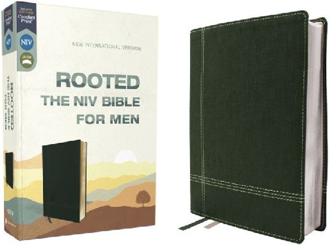 Rooted: The NIV Bible for Men, Leathersoft, Green, Comfort Print
