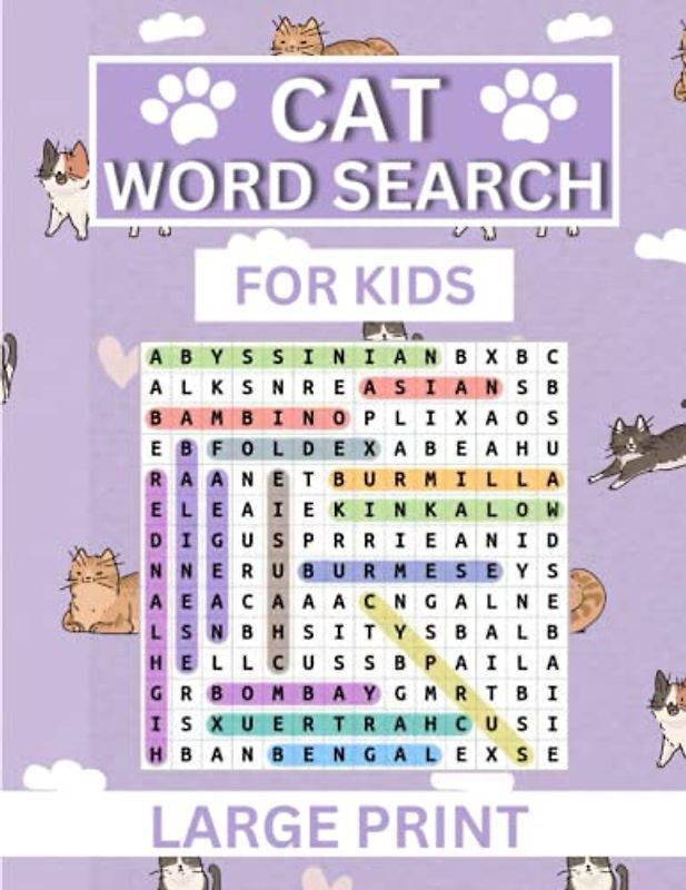 Cats Word Search Large Print