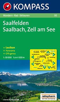 Saalfelden - Saalbach - Zell am See. Wanderkarte mit Kurzführer, Panorama, Radwegen und alpinen Skirouten. GPS-genau. 1:50000