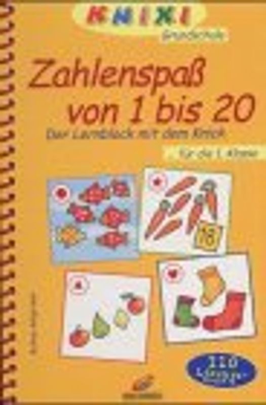 Zahlenspass von 1-20. Der Lernblock mit dem Knick für die 1. Klasse