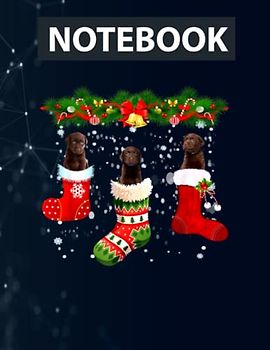 Three Chocolate Labrador Dog In Sock Christmas Santa Hat 130 Pages 8.5''x11'' in DotLine