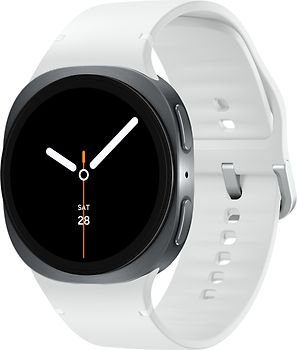 Samsung Galaxy Watch8 40 mm Boîtier aluminium graphite sur Sport en silicone M/L blanc [Wi-Fi]