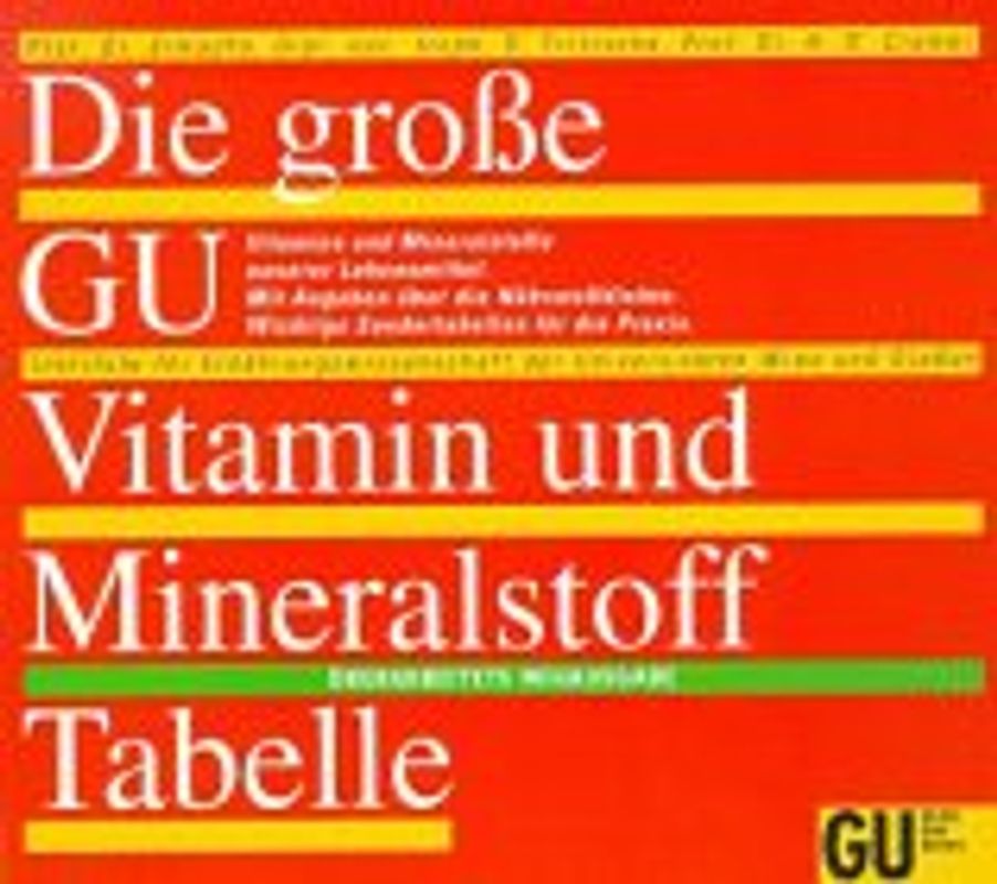 Die grosse GU Vitamin- und Mineralstoff-Tabelle. Vitamine und Mineralstoffe unserer Lebensmittel. Mit Angaben über die Nährstoffdichte. Wichtige Sondertabelle für die Praxis