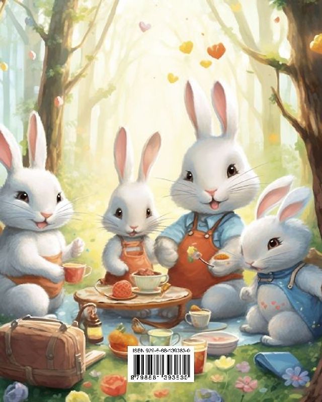 Söta kaninfamiljer - Målarbok för barn - Kreativa scener av kärleksfulla och lekfulla kaninfamiljer