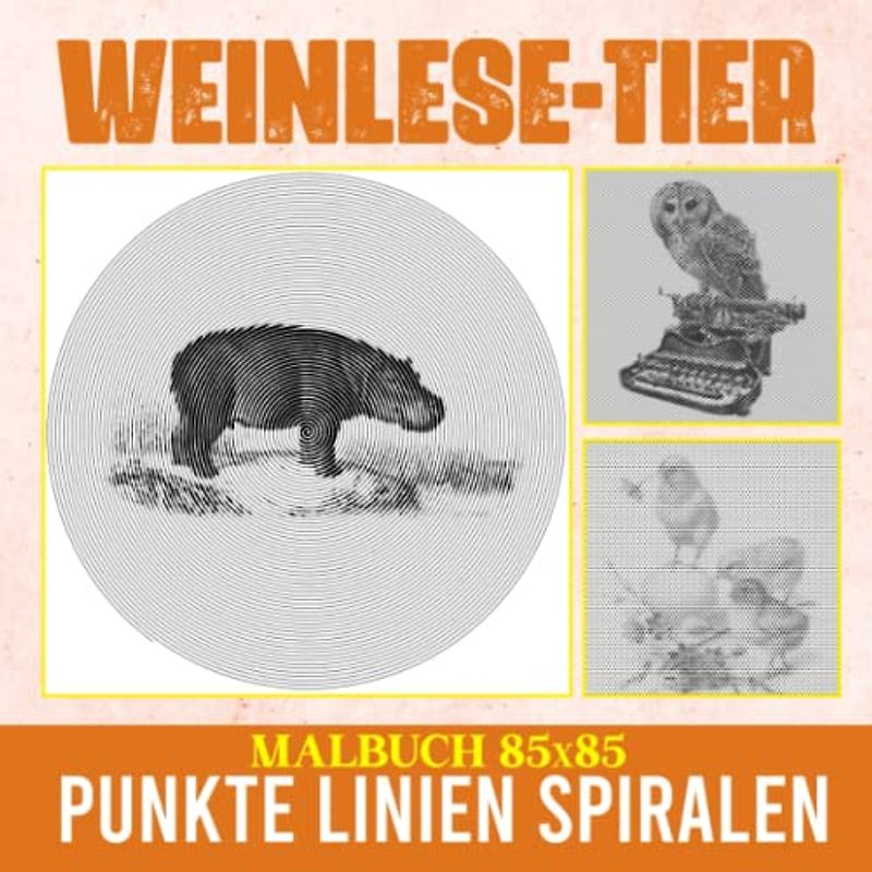 Weinlese-Tier Punkte Linien Spiralen Malbuch: Altes Vintage Tier Spiralbuch zum Zeichnen von Seiten | Weihnachtsgeschenke | Zum Stressabbau | Gag Geschenke | White Elephants Geschenke