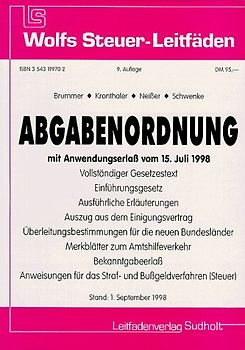 Abgabenordnung 1998. Mit neuem Anwendungserlass