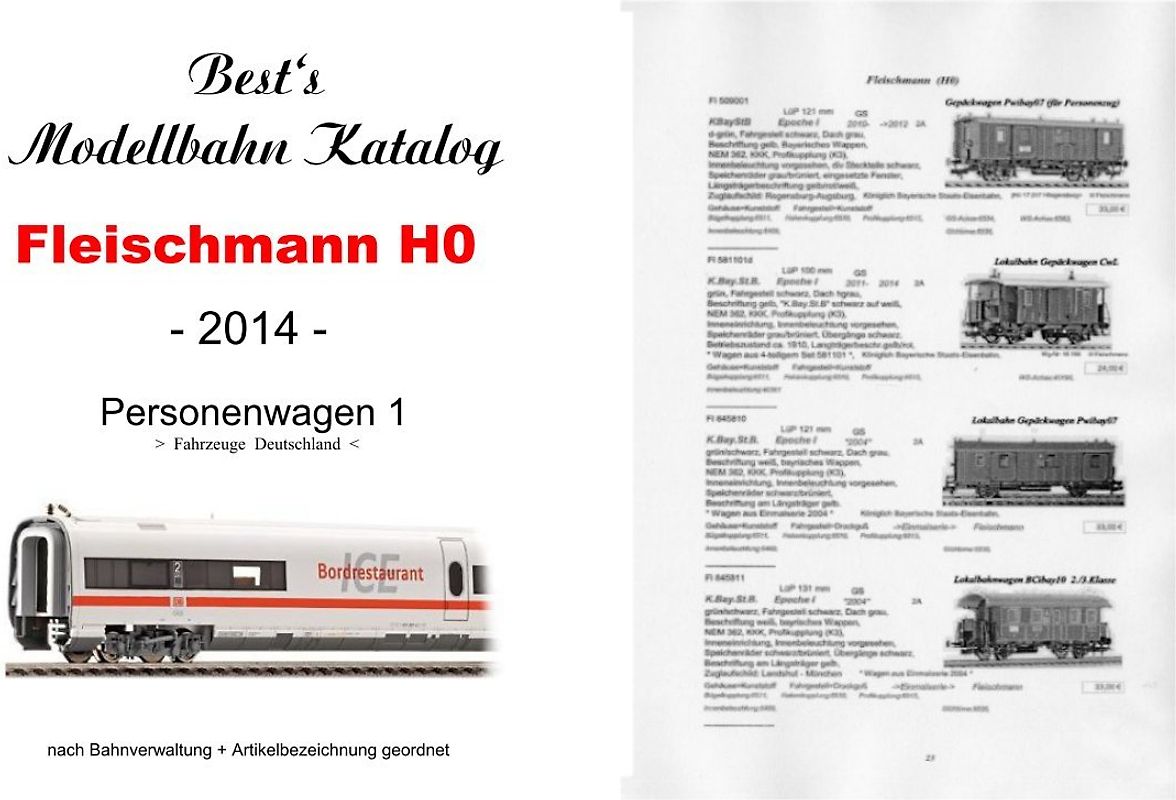 Best`s Modellbahn Katalog Fleischmann H0 Personenwagen 1 (Deutschland) 2014 bebildert